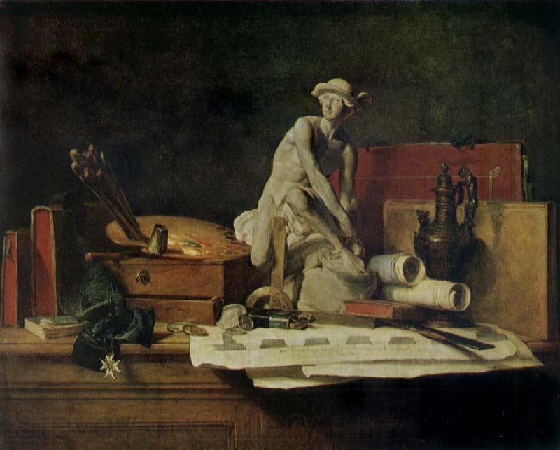 Jean Baptiste Simeon Chardin Still life with the Attributes  of Arts Spain oil painting art